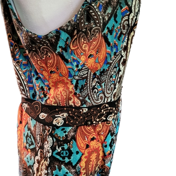 Maxi Dress with beaded waist,  peek-a-boo button back, sleeveless, New! Sz Lg - Picture 11 of 13